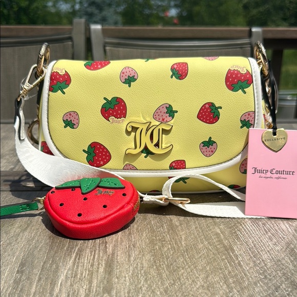 Juicy Couture Handbags - NWT Juicy Couture 2pc Yellow and Red Strawberry Crossbody Excuslive Bag